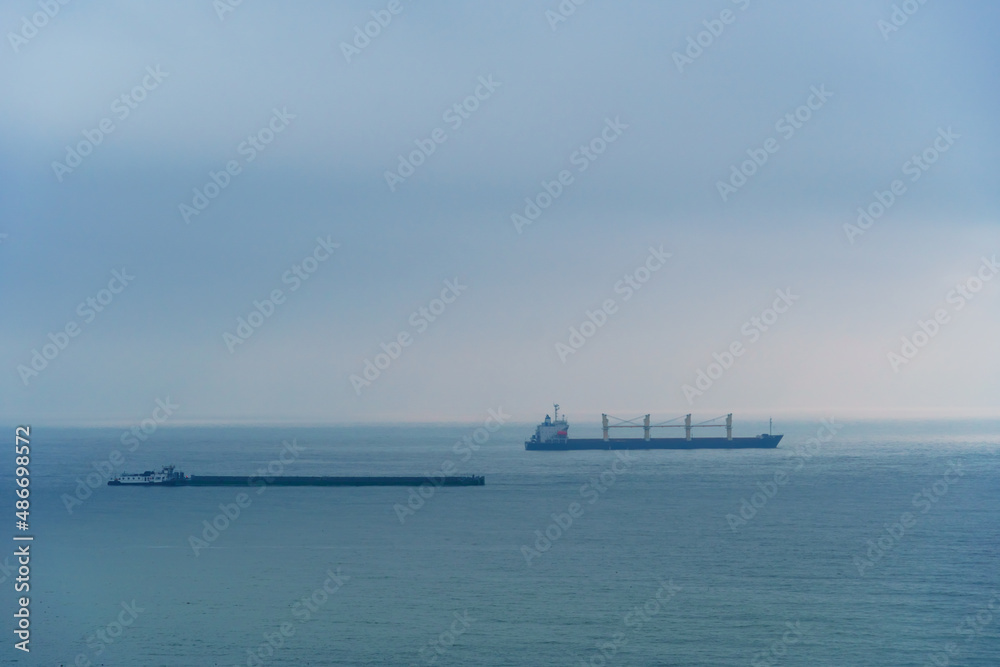ships at sea, seascape with blue sky ships at sea, seascape with blue sky