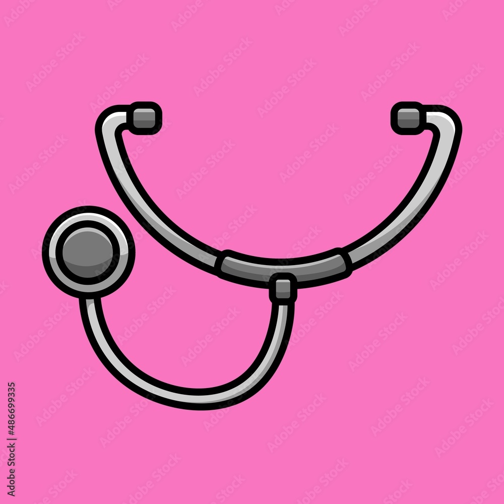 Stethoscope Cartoon Vector Icon Illustration. Medical Tool Icon Concept