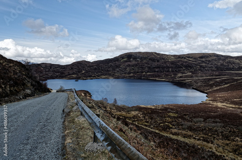 picturesque road along Loch Dhughaill, Isle of Skye Scotland UK
