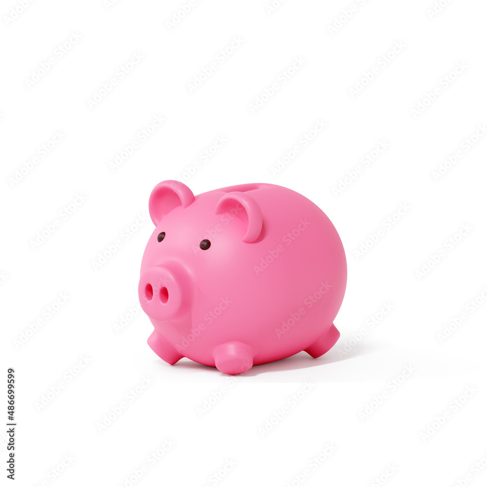 3d render of piggy bank isolated side view