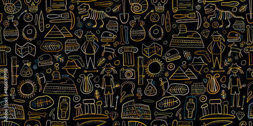 Archeology ancient history. Seamless Pattern Background for your design