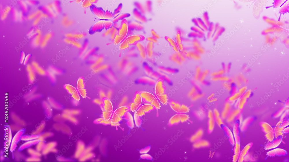 Magic Top View Purple Pink Blurry Focus Swarm Of Butterflies Flying Scatter In The Air With Small Glitter Stars Background Design Magic Top View Purple Pink Blurry Focus Swarm Of Butterflies Flying Scatter In The Air With Small Glitter Stars Background Design