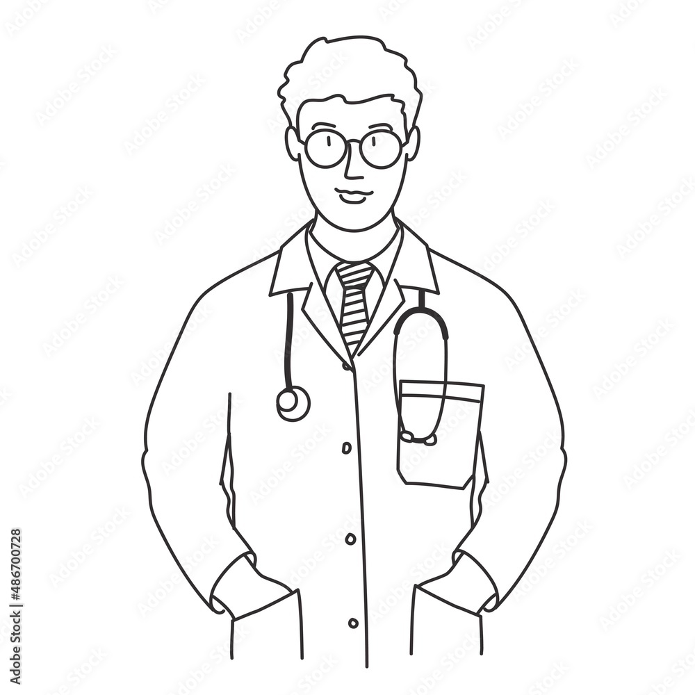 Doctor with glasses and medical gown. Doctor with glasses and medical gown.