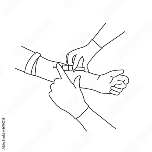 Intravenous blood sampling.