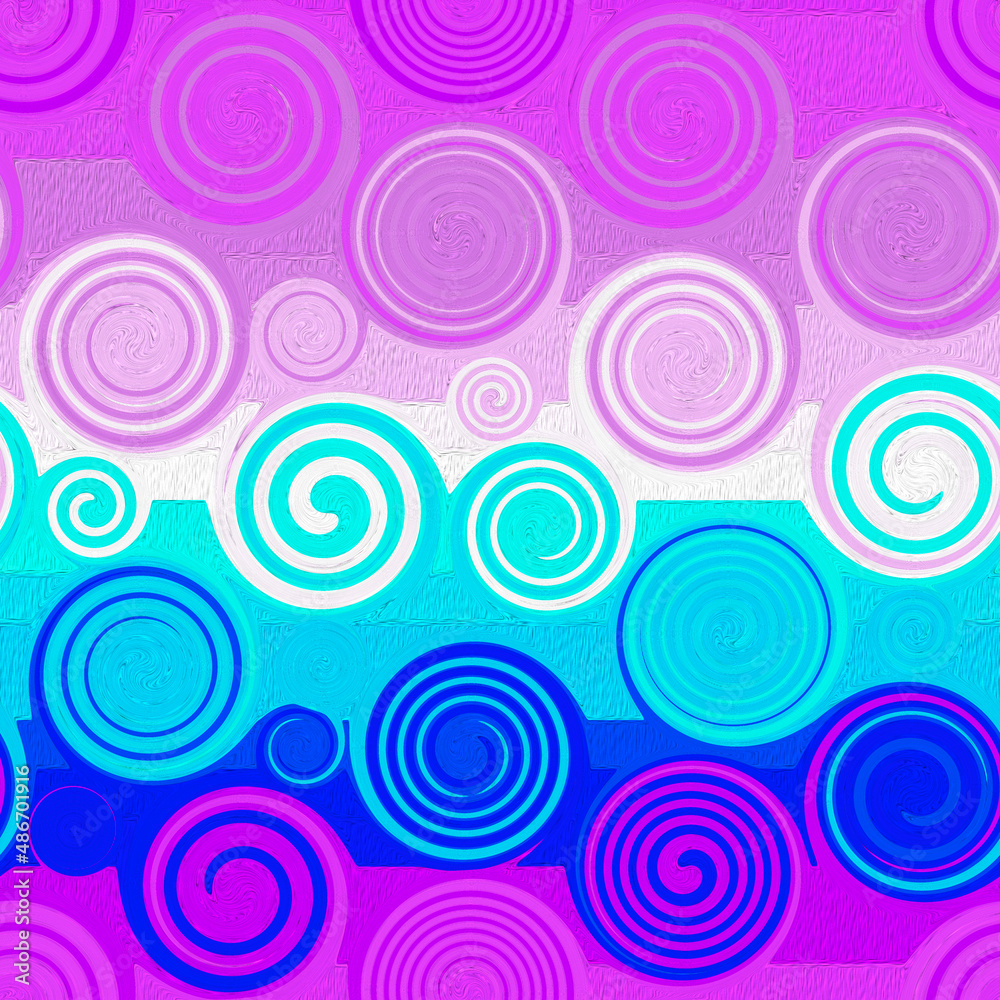 Bright pink-turquoise seamless pattern. Abstract circles endless background. For textiles and wrapping paper. Modern wallpaper. Swirl effect. Bright pink-turquoise seamless pattern. Abstract circles endless background. For textiles and wrapping paper. Modern wallpaper. Swirl effect.