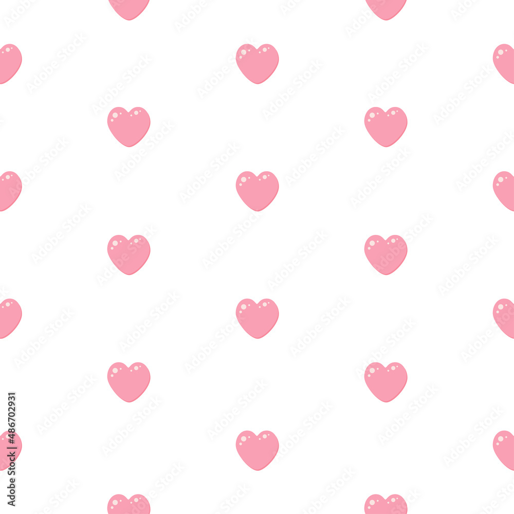 Vector seamless pattern with cute pink hearts in a black background