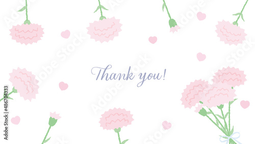 ピンクのカーネーションの母の日・イベントなどのイラストフレーム素材 16:9