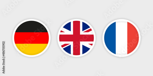 Free Download German, British and French flags with circle frame and grey background - GFXLoad