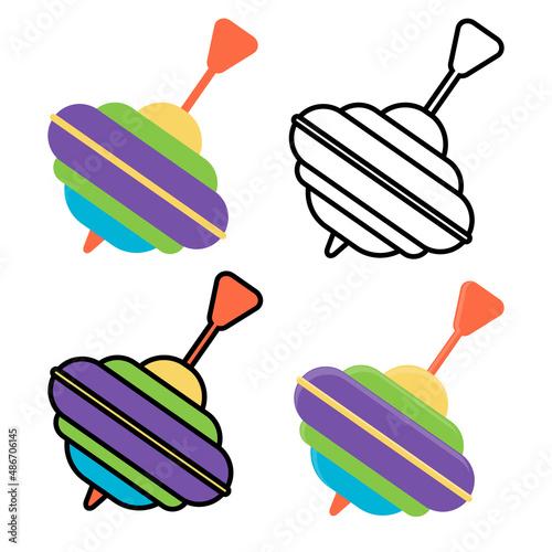 children's toy multicolored bundle, coloring book drawing, children's book illustration, flat graphics black outline