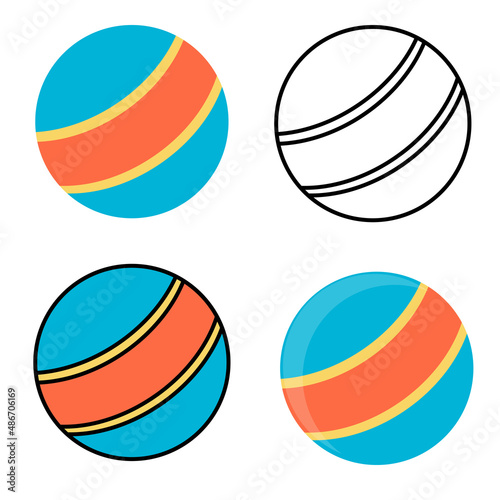 children's toy multicolored ball, coloring book drawing, children's book illustration, flat graphics black outline