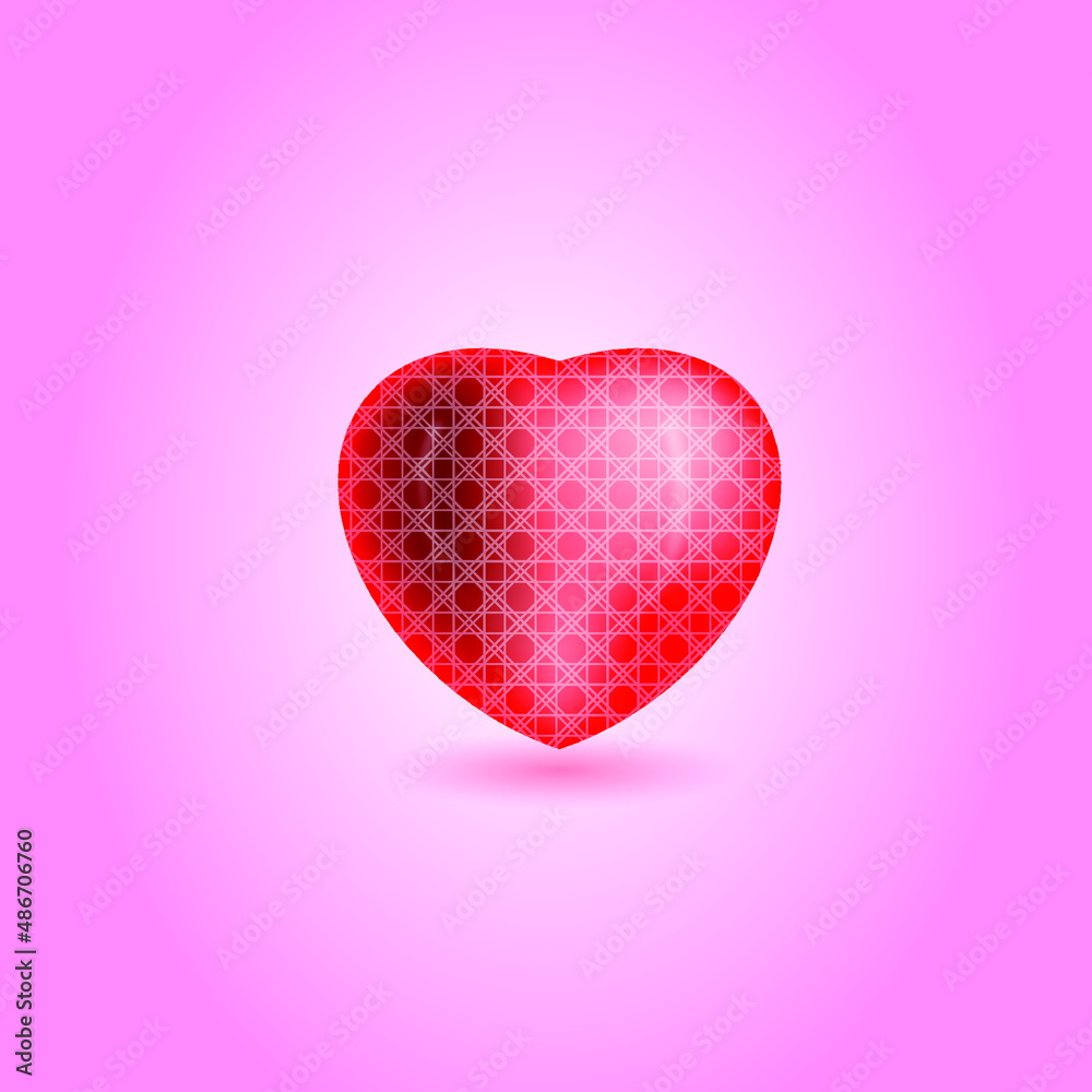Realistic heart shape, heart shape, 3d heart shape, heart shape with the pattern