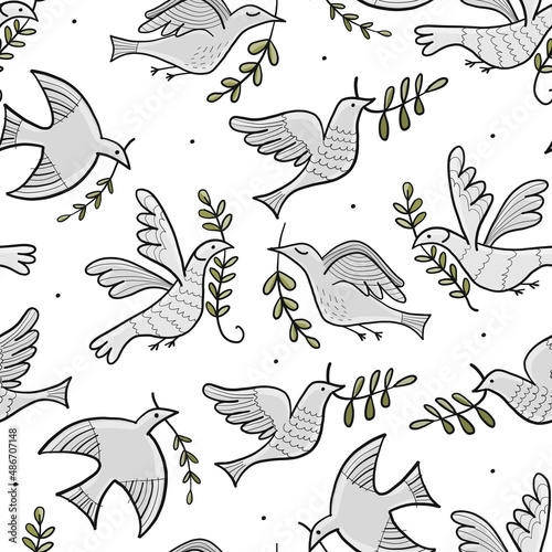Doves, seamless pattern for your design