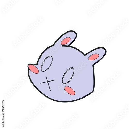 head of a cute white rabbit with pink cheeks and ears