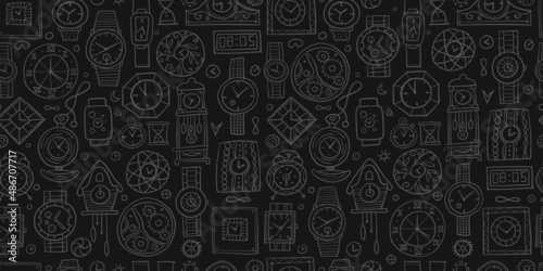 Set of clocks and watches in different style. Retro and modern collection for your design