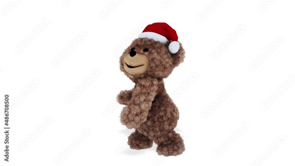 Teddy Bear Dancing Christmas Looped Video White Background Teddy Bear Dancing Christmas Looped Video White Background