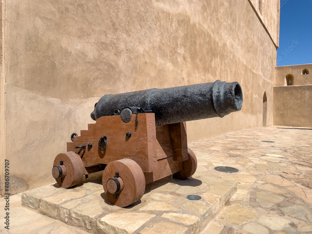 cannon in Jabreen castle, Bahla in Oman