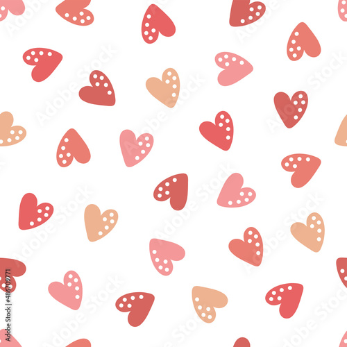 Seamless pattern with cute pink hearts.