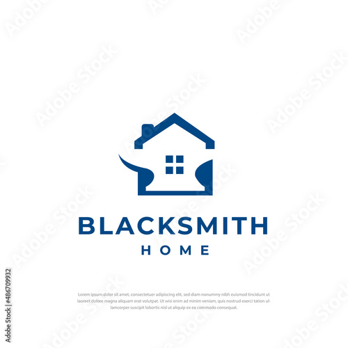 Blacksmith house logo design, symbol, icon, design template