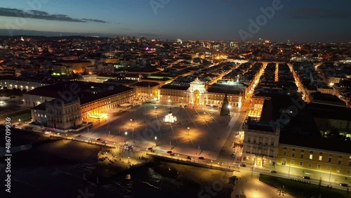 Wallpaper Mural palace square in Lisbon at night. Top view of the trade Lisbon square in city lights. Night life on the streets of Lisbon, Portugal. Sales square near the marina bay. Torontodigital.ca
