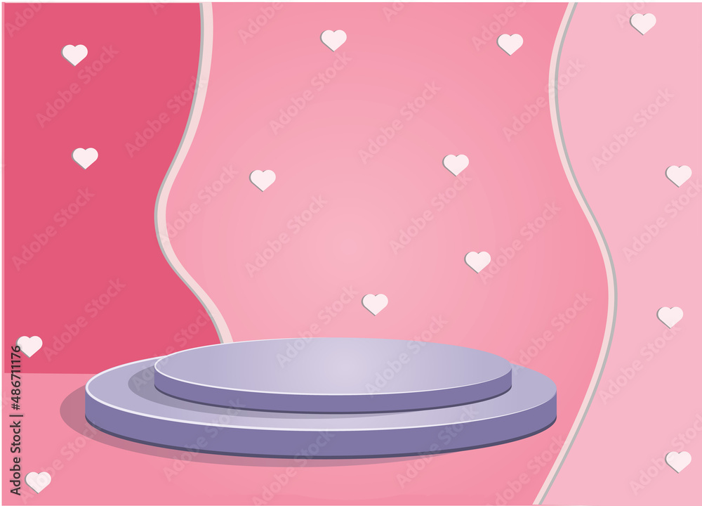 valentine background love podium stand for products, Happy Valentine, romantic stand