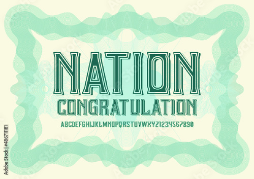 Guilloche elements and alphabet, numbers collection for certificate or diploma, and currency design. 