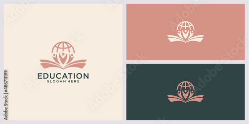 Logo design of education with tech concept. and community global