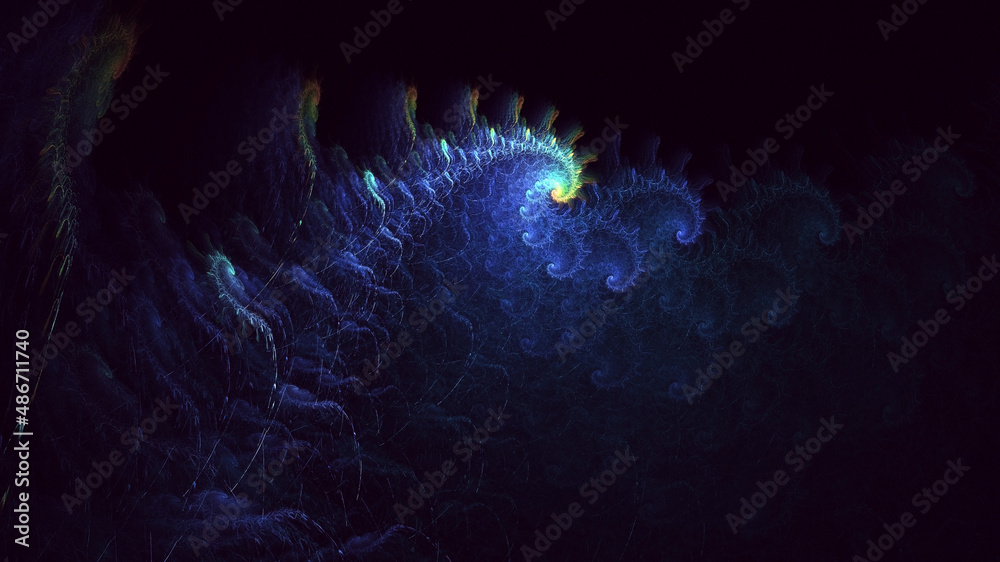 Obraz premium 3D rendering abstract blue fractal light background