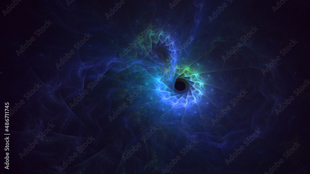 Obraz premium 3D rendering abstract blue fractal light background