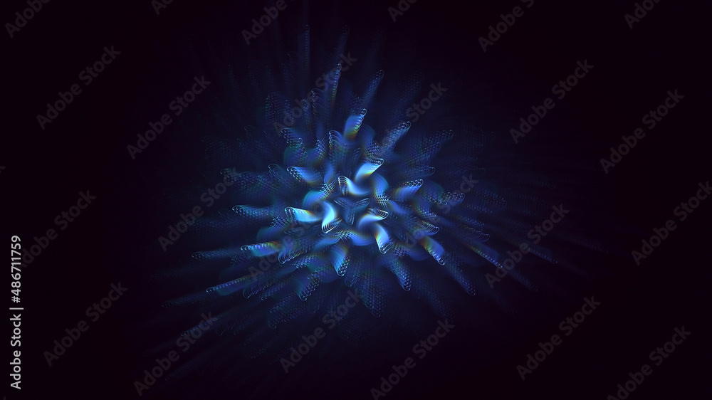 3D rendering abstract blue fractal light background