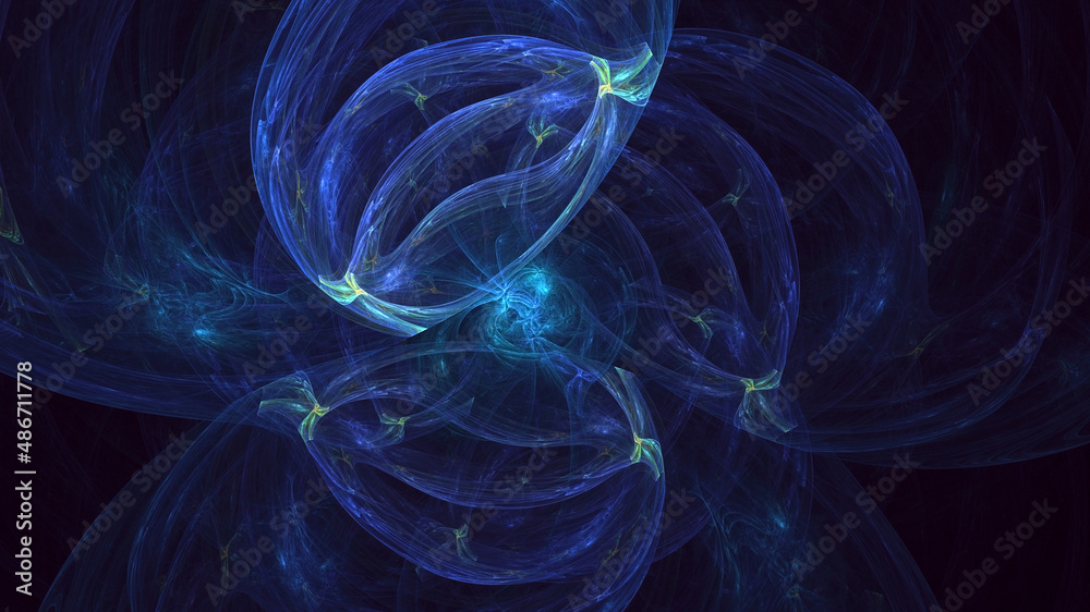 Obraz premium 3D rendering abstract blue fractal light background