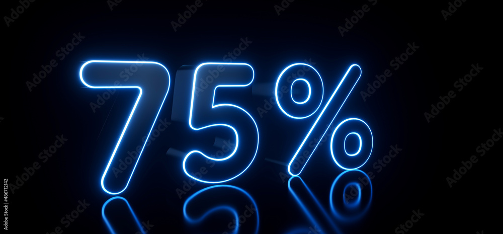 Modern Black 75% Percent Sign With Futuristic Blue Glowing Neon Lights Isolated On The Black Background - 3D Illustration
Modern Black 75% Percent Sign With Futuristic Blue Glowing Neon Lights Isolated On The Black Background - 3D Illustration