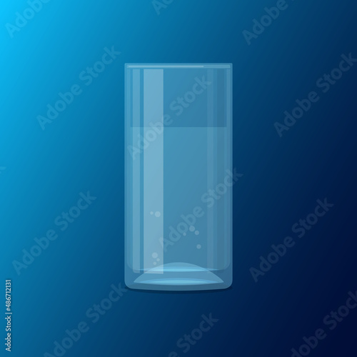 Glass cup with water. Vector illustration on a dark background.