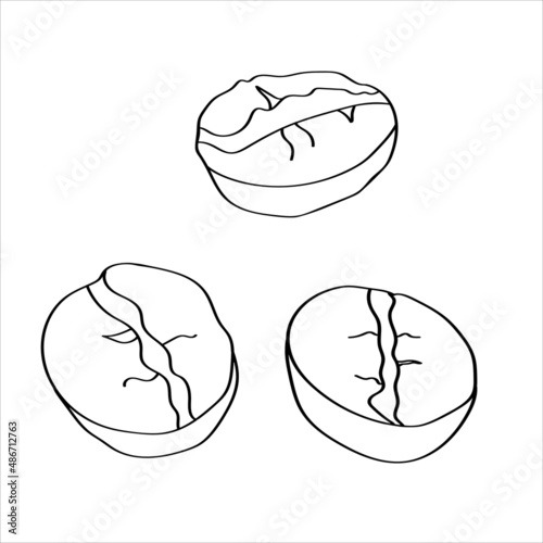 Coffee beans icon on a white background. Hand drawn coffee. Doodle.Vector illustration.