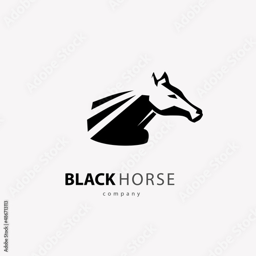 horse head profile stylized symbol, logo or emblem template