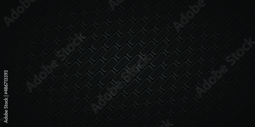 Black brick wall geometric pattern vector background.	