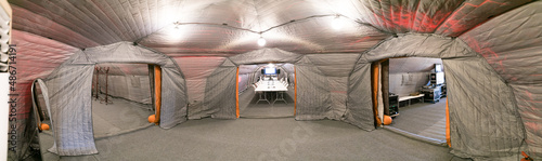 Inflatable frame mobile command post module field camp deployment