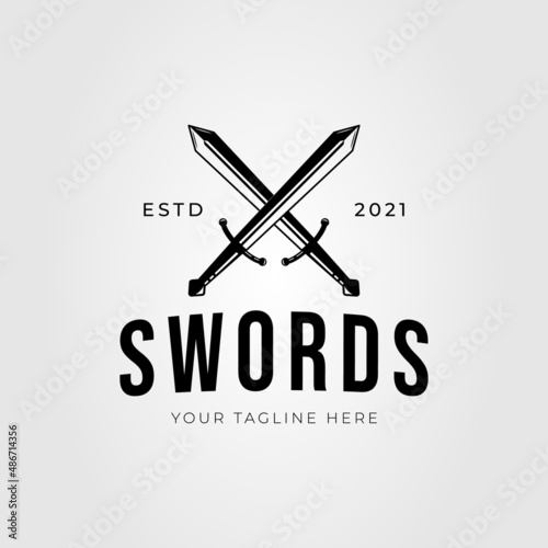 cross sword or warrior blade logo vector illustration design