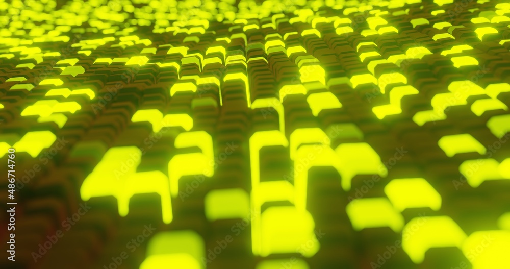 Obraz premium 3d render, abstract background glowing buttons cubes geometry, digital modern background