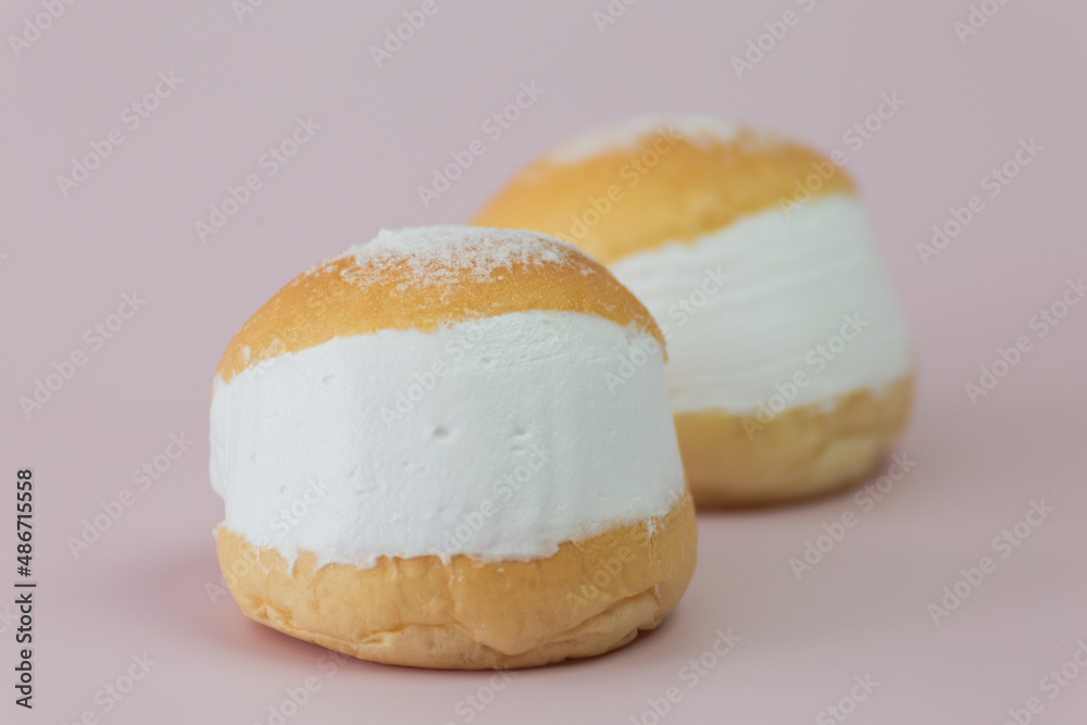 Homemade MARITOZZO is Italian bread stuffed with whipped cream. Homemade MARITOZZO is Italian bread stuffed with whipped cream.