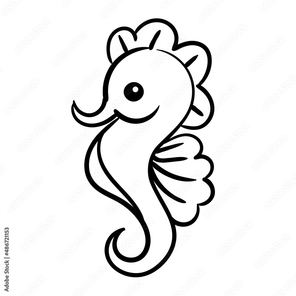 seahorse, vector illustration isolated on white background. Sea horse Cute cartoon Icon. seahorse, vector illustration isolated on white background. Sea horse Cute cartoon Icon.