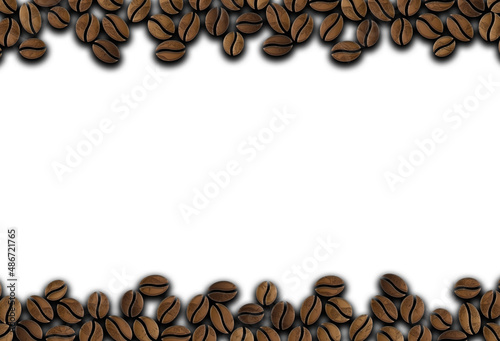 many roasted coffee beans ornament on a white background illustration