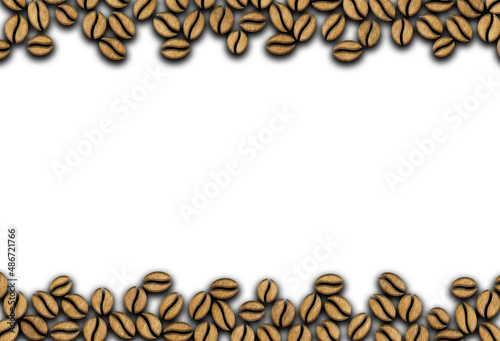 many roasted coffee beans ornament on a white background illustration