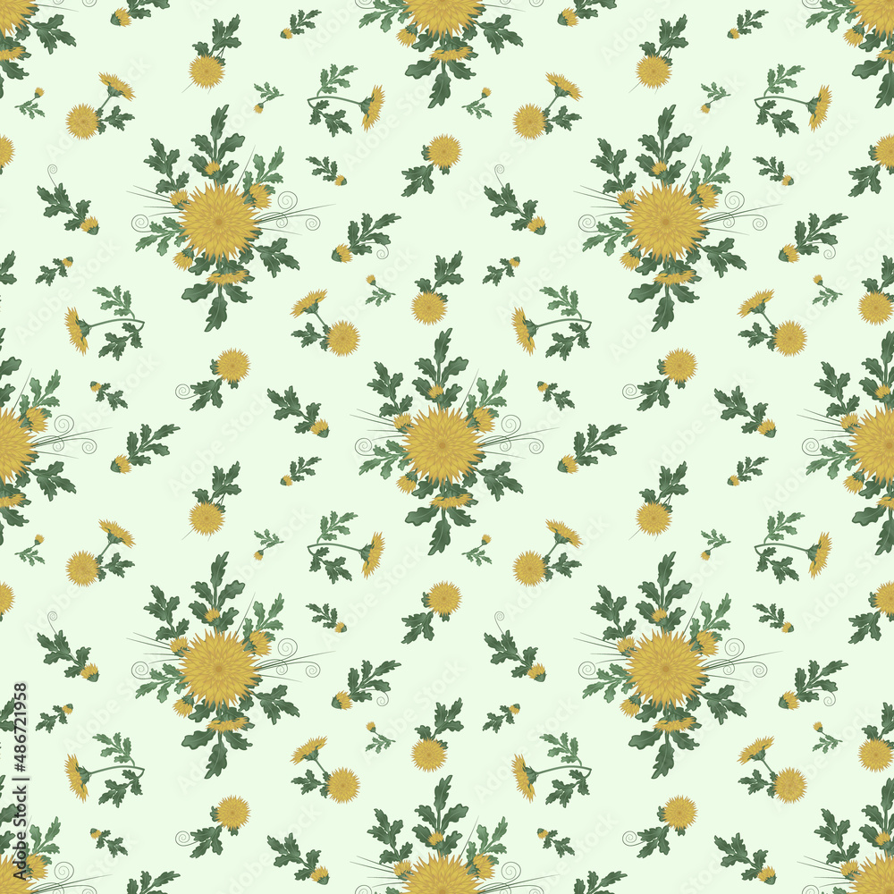 Floral pattern with bouquets of yellow flowers Floral pattern with bouquets of yellow flowers