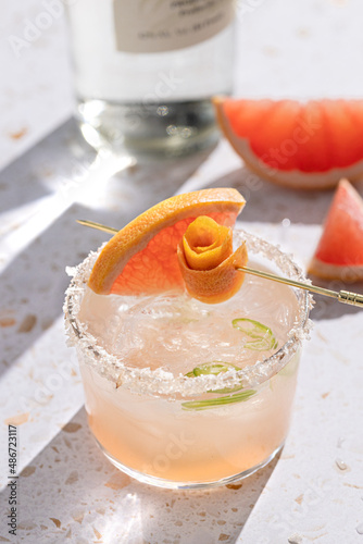 Spicy Grapefruit Mezcal Margarita with Smoked Salt Rim