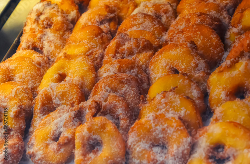 Traditional Italian sweet pastry exposed at shop window in Verona, Italy.