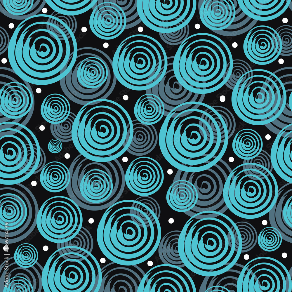 Decorative seamless vector pattern. blue and black minimalist stylish circle background