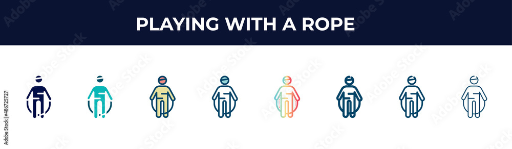 Play Rope Icon playing with a rope vector icon in 8 different modern styles. black ...