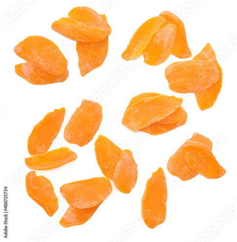  a set of different pieces of dried mango