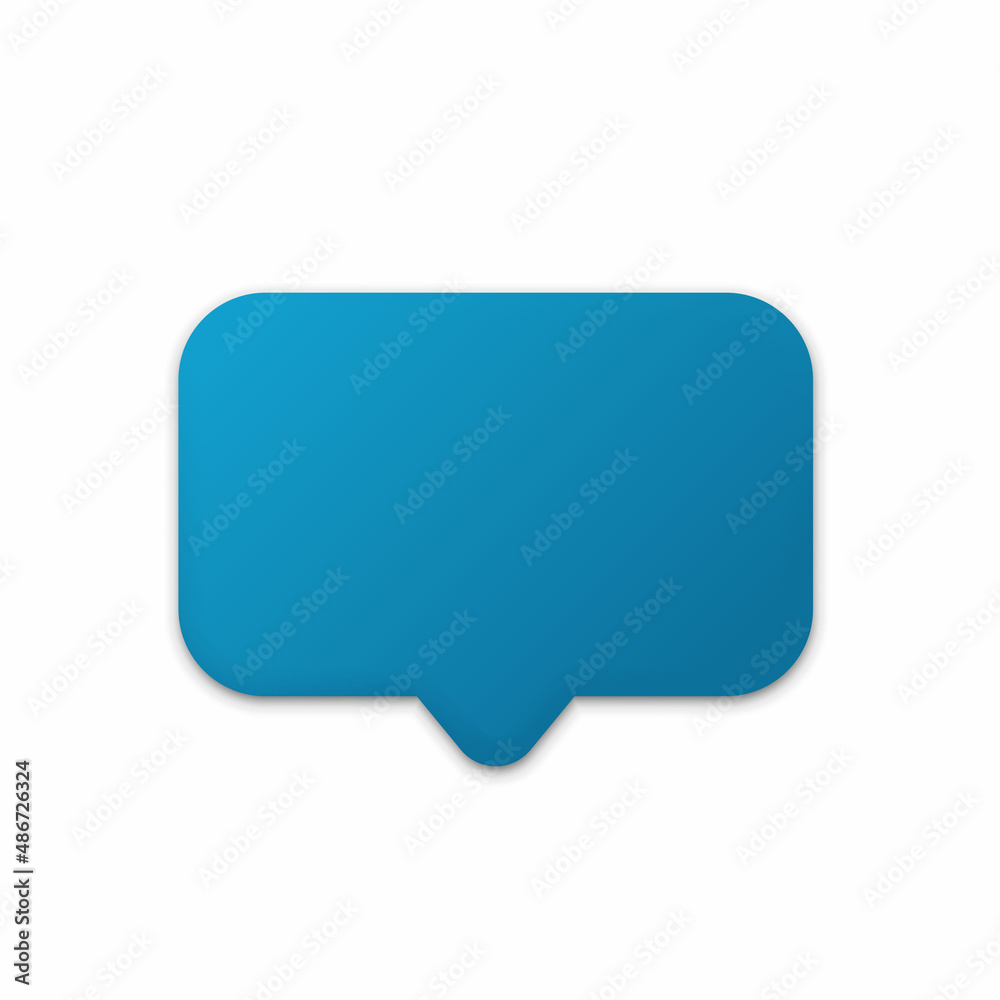 Blue 3d bubble isolated on white background. Glossy blue speech bubble, dialogue, messenger shapes. 3D render icons for social media or website