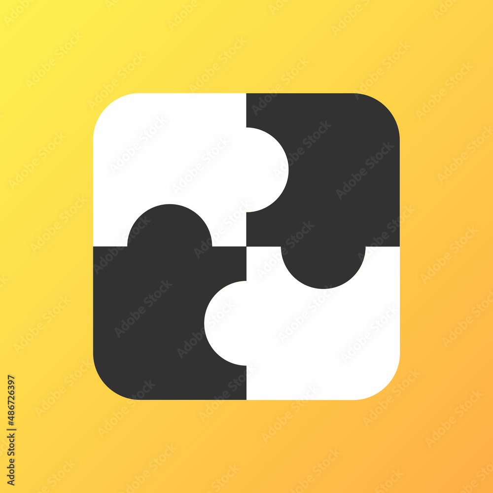 Jigsaw puzzle template of four pieces icon logo